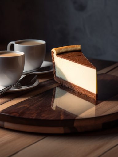 cup of coffee and some pieces of cheesecake
